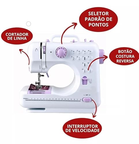 Mini Máquina De Costura Portátil Super Compacta - 12 Pontos Bivolt 110V/220V Com Led