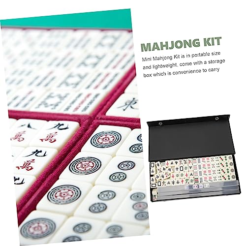 Mini set de fichas de Mahjong para viaje y fiestas miniatura 4