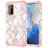 ZHK Galaxy S20 Plus Case, Marble 3 Layer Heavy Duty Shockproof Case Hard PC+Silicone Rubber Hybrid Sturdy Armor Full-Body Protective Case for Samsung Galaxy S20 Plus 5G(2020)-Rose Gold