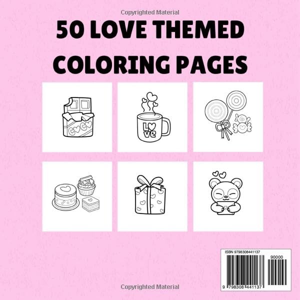 Sweet Love Coloring Book For Adults, Teens And Kids: 50 Bold And Easy Designs To Ease Stress And Anxiety image 3