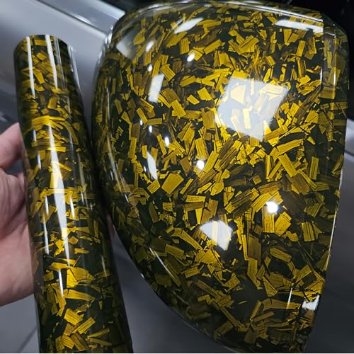 Image of LZLRUN Gloss Forged Carbon Fiber Self Adhesive Vinyl Wrap Film for Car Moto (Gold, 1ft x 5ft)