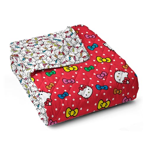 Image of Northwest Sanrio Hello Kitty Rainbow Bows Quilted Throw, Comfy Throw, Adults Boys Girls, Soft Lightweight for Chair or Couch, 60 x 80 inches