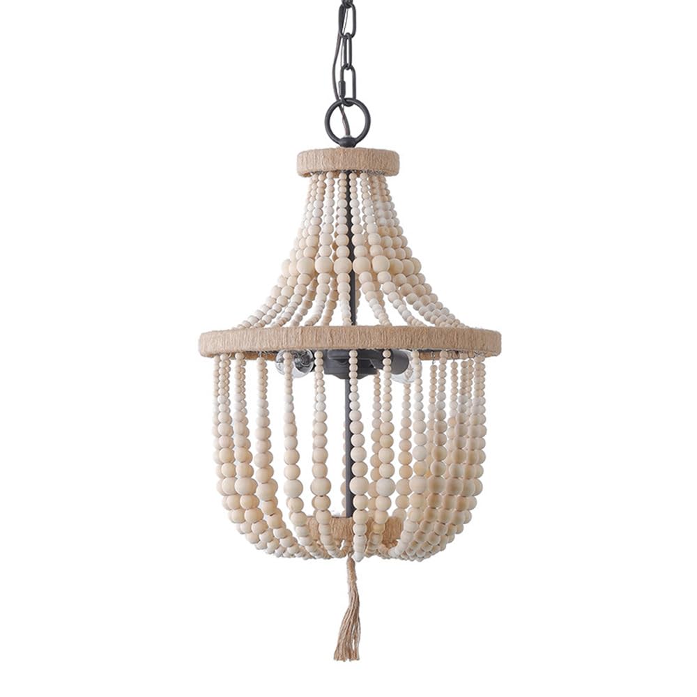 HXYSXHJUO Beaded Chandelier,Wood Bead Chandelier Light Fixture for Bedroom,Wooden Beads Hanging Fixture,Boho Ceiling Lamp Dining Room Living