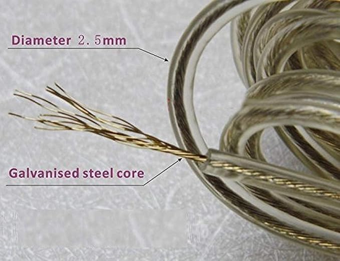 Image of PVC Coated Steel Core Clothesline 20 Meter | Heavy Duty Anti-Rust Wire Rope for Drying Clothes | Tangle-Free PVC Laundry Line for Indoor Outdoor Use (20 Meter Clothesline Pack of 2)