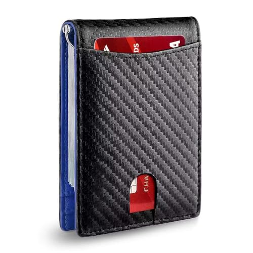 ID Credit Card Holder Wallet with Money Clip Minimalist Front Pocket Thin Small Wallet Slim RFID Blocking Mens(Black-01)4