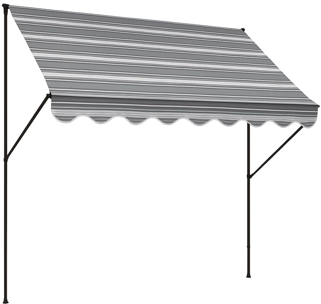 Angerer Klemmmarkise Exklusiv mit Handkurbel, Terrasse/Balkon, einfache Montage ohne Bohren, Made in Germany, hochwertiger Stoff, UV-beständig, höhenverstellbar, wasserabweisend, 150 cm Grau