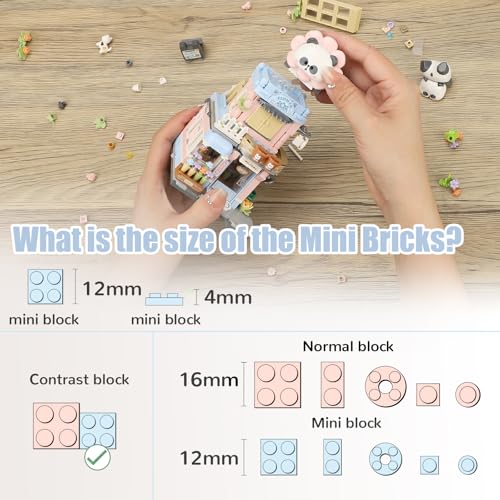 Image of Street View Flower House Shop Mini Building Blocks, MOC Creative Building Toys Cute Panda Building Set for Kids 6-12, Simulation Architecture Construction Toy, Gift Idea for Kids Adults (810PCS)