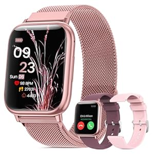 Smartwatch Damen mit Telefonfunktion, 1.83″ Uhr mit SpO2 /Herzfrequenz/Schlafmonitor /Multi Sportuhr/IP68 Wasserdicht//Menstruationszyklus/Fitness Tracker Schrittzähler für iOS Android (RosaLila)