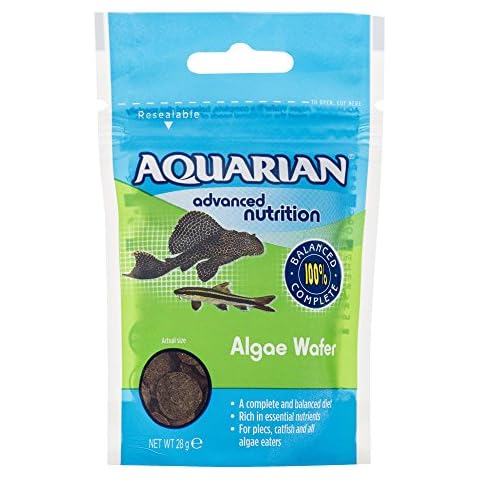 AQUARIAN Complete Nutrition, Aquarium Algae Eater Fish Food, Sinking Algae Wafers, 85 g Bag Cover