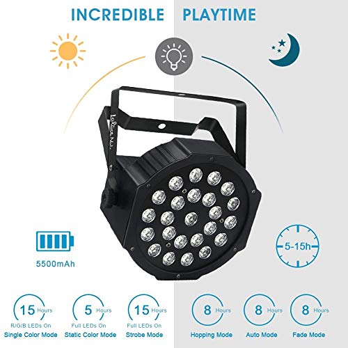 Stage Light, LaluceNatz 24 LED RGBW Par Light Battery Powered, 8 Channels Sound Activated Dj Light, Controlled by IR Remote DMX for Wedding, Church, Festivals, Christmas, Party, Stage Lighting - Thumbnail 5