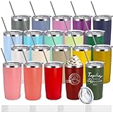YOUKE OLA 20 Pack Stainless Steel Tumbler Bulk 20oz Insulated Vacuum Travel Mug Powder Coated Coffee Mug Gift for Laser Engrave, Assorted Colors