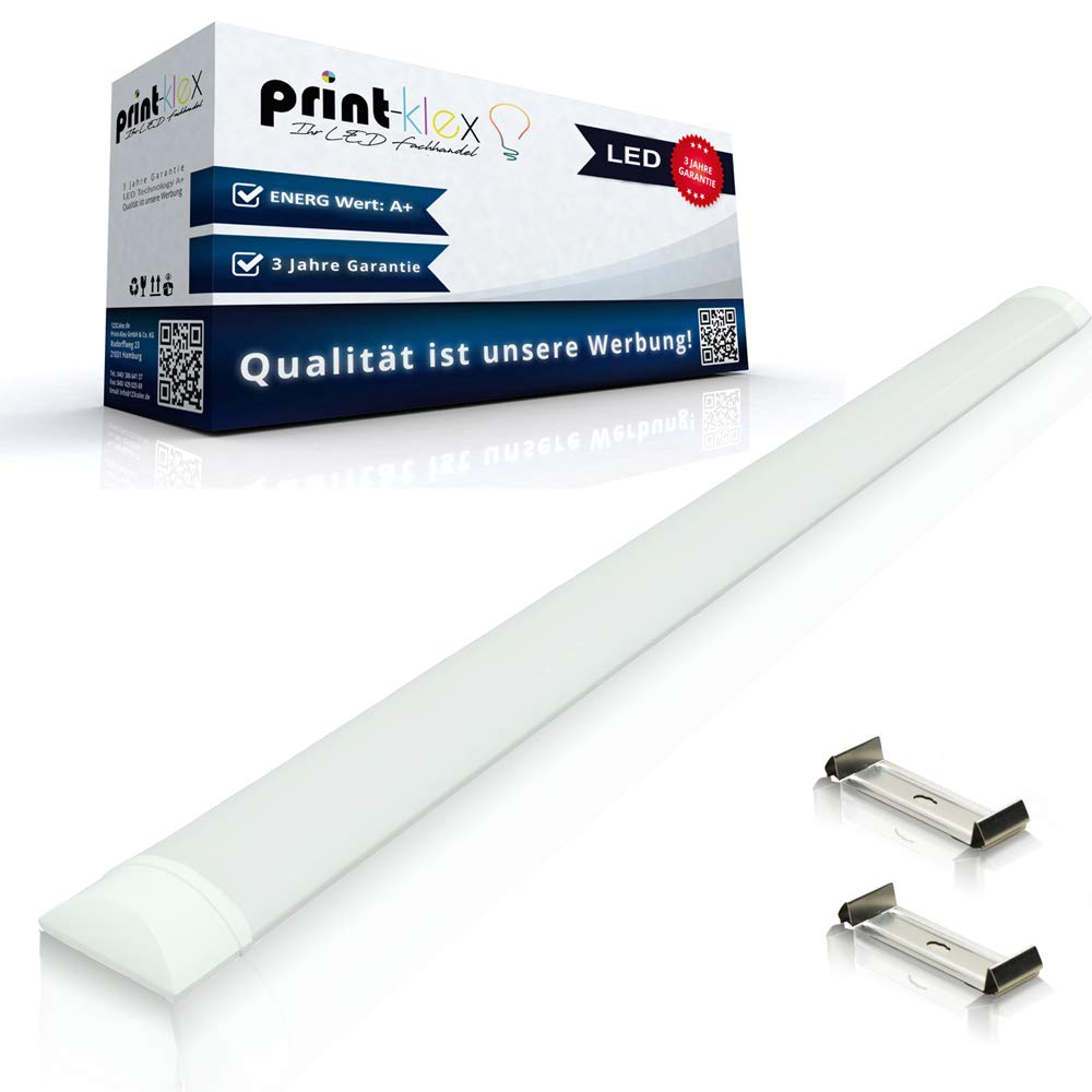 Print-Klex GmbH & Co.KG 4x LED Leuchtstoffröhre Ultraslim 90cm 30W 6500K - Kaltweiß Ledleiste Lampe Röhrenlampe Tube Weiß Bürolampe Deckenleuchte