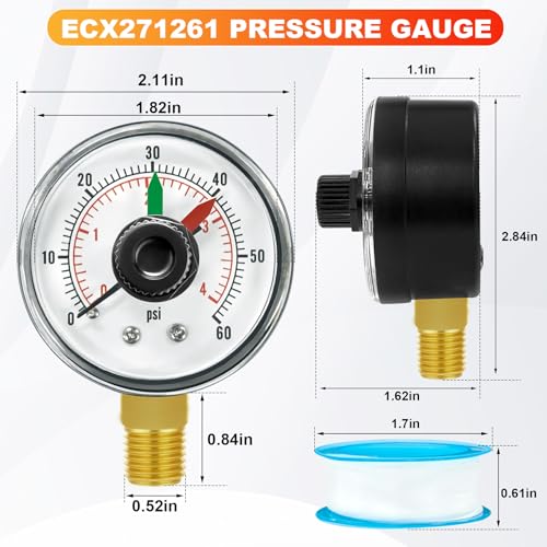 Image of ECX271261 Pool Pressure Gauge with PTFE Sealant Tape