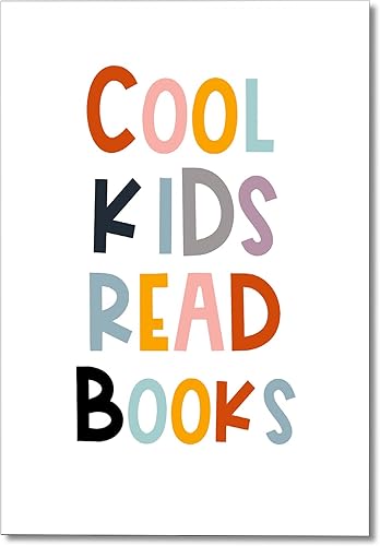 XMJJQQ Lienzo decorativo para pared con texto en inglés "Cool Kids Read Books", póster de lectura motivacional para biblioteca, decoración de