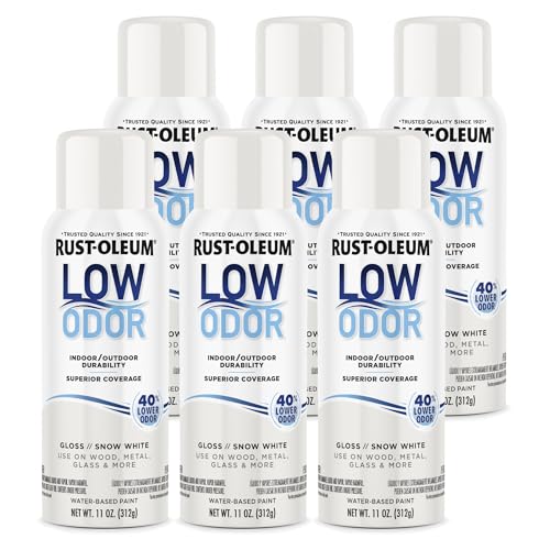 Image of Rust-Oleum Low Odor Premium Spray Paint, 11 oz, Gloss Snow White, 6 Pack