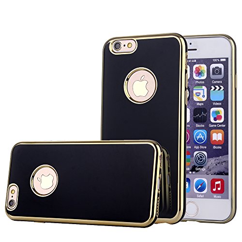 TabPow iPhone 7 Slim Case, Electroplate Glossy Finish, Drop Protection, Shiny Luxury Case for for iPhone 7 / iPhone 8 (4.7inch) - Black Gold