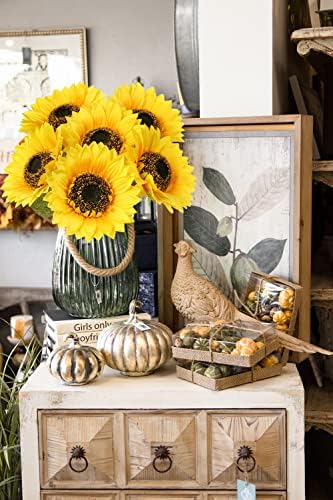 6pcs Artificial Sunflower Artificial Flowers 7" Large Silk Sunflowers Heads with 66cm Long Stem Single Fake Sunflower Yellow Flower for Home Office Wedding Decoration Flora Arrangement Bridal Bouquet