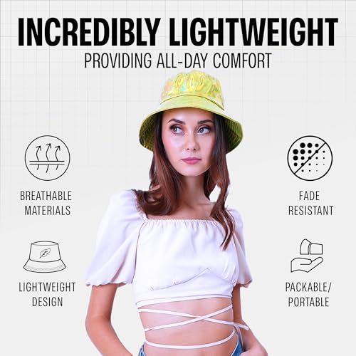 Sojourner Bags Holographic Green Bucket Hat For Women & Men thumb #5