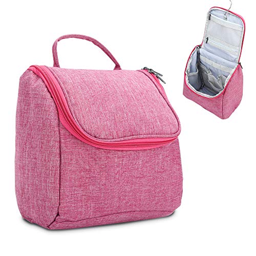 Intirilife Sac à Cosmétiques en Rose - Trousse de Toilette avec Poignée et Fermeture Éclair Parfait pour Les Voyages, Les Vacances et Plus - Nécessaire de Voyage Etui pour Maquillage Cover