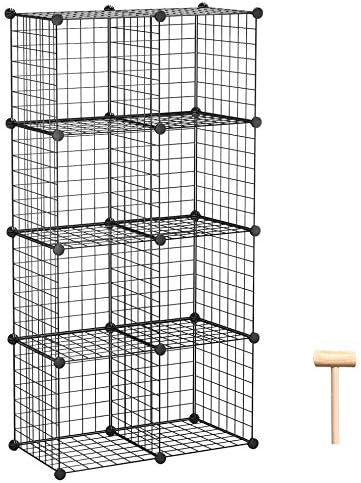 C&AHOME Cube De Rangement En Fil De Fer, 8 Compartiments En Métal C, étagères Modulaires, Organisateur De Placard, Idéal Pour La Maison, Le Bureau, Le Salon, 92 X 31 Cm (L X L X