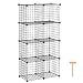 C&AHOME Wire Storage Cubes, Metal Grids Book Shelf, Modular Shelving Units, Stackable Bookcase, 8 Cubes Closet Organizer for Home, Office, Kids Room, 24.8" L x12.4 W x 48.4" H Black