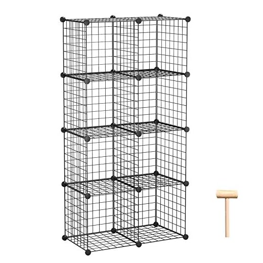C&AHOME Wire Cube Storage, 8-Cube Organizer Metal C Grids Storage, Storage Bins Shelving, Modular Book Shelf, DIY Closet Cabinet Ideal for Living Room, Home, Office 24.8" L x 12.4" W x 48.4" H Black