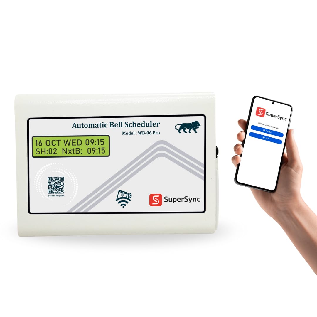 Automatic School Bell Timer–SuperSync WB-06 Pro | Mobile App Control | Wi-Fi + Hotspot | Text-to-Voice Announcements | Bluetooth | MP3 Bell via microSD | 50 Bells/Day | 8 Schedules |12-Month Warranty-image-13
