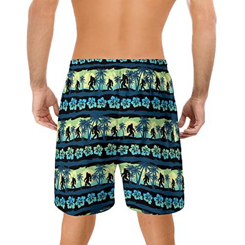 Bigfoot Men's Quick Dry - Sasquatch Hawaiian Shorts for Men - Beach Shorts Swim Trunks Set 14 (TND-LN-14)2