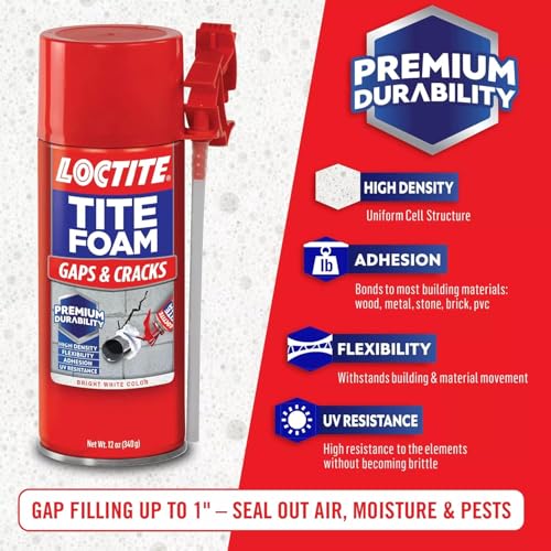 Image of Bundle of Loctite Tite Foam Gaps & Cracks White Insulating Foam Sealant 12 fl oz, 1 Can + Loctite 2378565 Tite Foam Big Gaps Insulating Foam Sealant, 12 oz, White