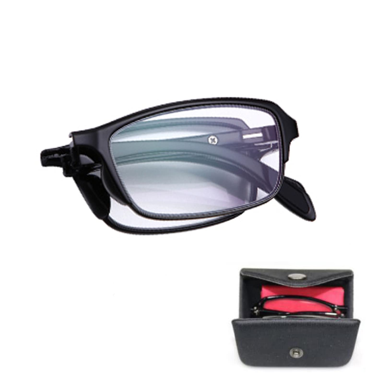Składane Okulary do Czytania, Okulary Anti Blue Light, z Uniwersalną Kompaktową Obudową (Color : Noir, Size : 2.0)