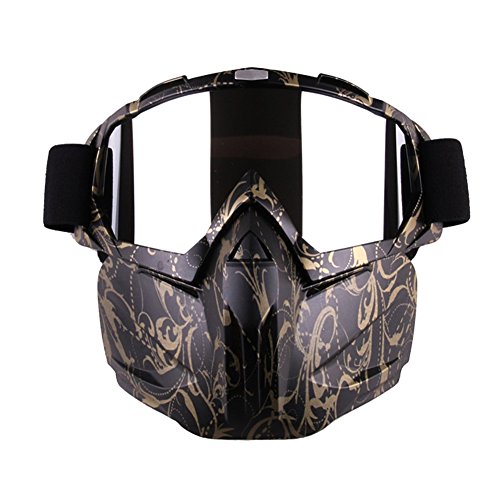 Freehawk Motorcycle Goggle Mask - Tactical Glasses with Detachable Mask for Airsoft/CS/Paintball/Skiing/Riding/Snowmobile/Cycling/Halloween/Costume Ball