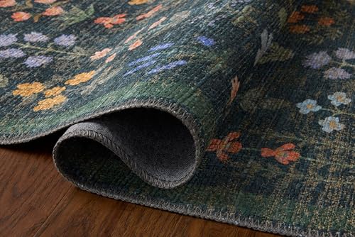 Image of Loloi Rifle Paper Co Edinburgh Navy /Multi 10'-0 inch x 14'-0 inch Area Rug | EDN-03 Printed Approx. 10x14 Blue Living room Dining room Bedroom, Rustic, Elegant, Muted, Refined, Area Rug