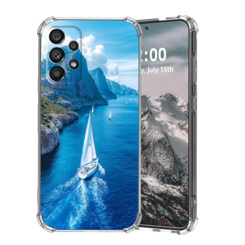 SFJAXYOV for Samsung Galaxy A53 Case, Sailboats Sailing Coastal Waters Slim Fit Phone Case, Shockproof Cover for Samsung Galaxy A53 6.5"