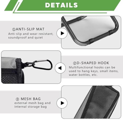Image of Portable Ultralight Travel Stool Camping Chair Fishing Stool - Gray Carbon Steel and Keychain, Handbag Style Pocket Foldable