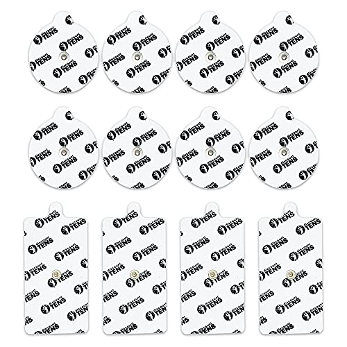 Image of Discount TENS Electrode Pads Compatible with PowerDot 1.0, 12 Pack | Superior gel with metallic grid, long-lasting latex-free hydrogel, flexible comfort, even current flow, strong skin adhesion