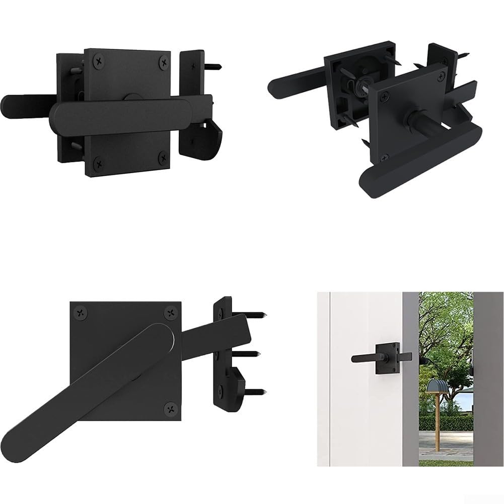 Loquet de porte double face de jardin, matériel de porte battante robuste, loquet de porte en bois, loquet de porte de jardin (noir)