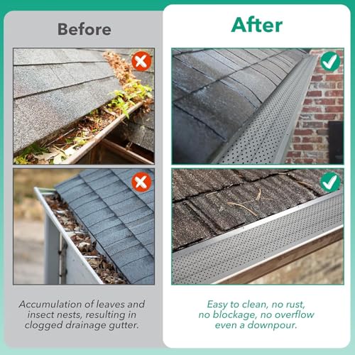 Image of Gutter Guard,5 inch Aluminum Leaf Filter Gutter Cover,25 PCS Total Length 100FT,Raptor Gutter Guards,Easy DIY Leaf Guards for Gutters Fits Any Roof or Gutter Type