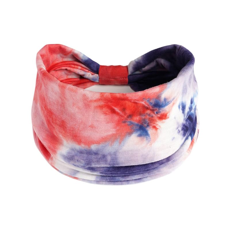 Image of XFYT Ultra Wide Workout Fashion Hair Bands | Super Soft Stretch Microfibre high absorbtion Wide Head Band for Women Girls Yoga Sports Fitness Gym (Crimson Blue)
