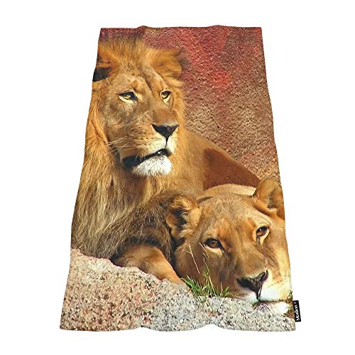 Moslion Soft Bath Towels The King of Forest Lion Comfy Bathing/Beach/Camping Towel for Women Men Girls Boys Large Size 64x32 Inches