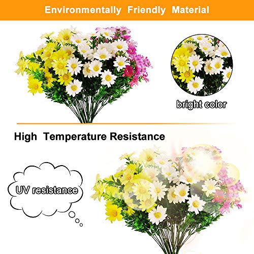 image for Aufind 10 Bundles Daisies Artificial Flowers Fake Colorful Daisy Plant