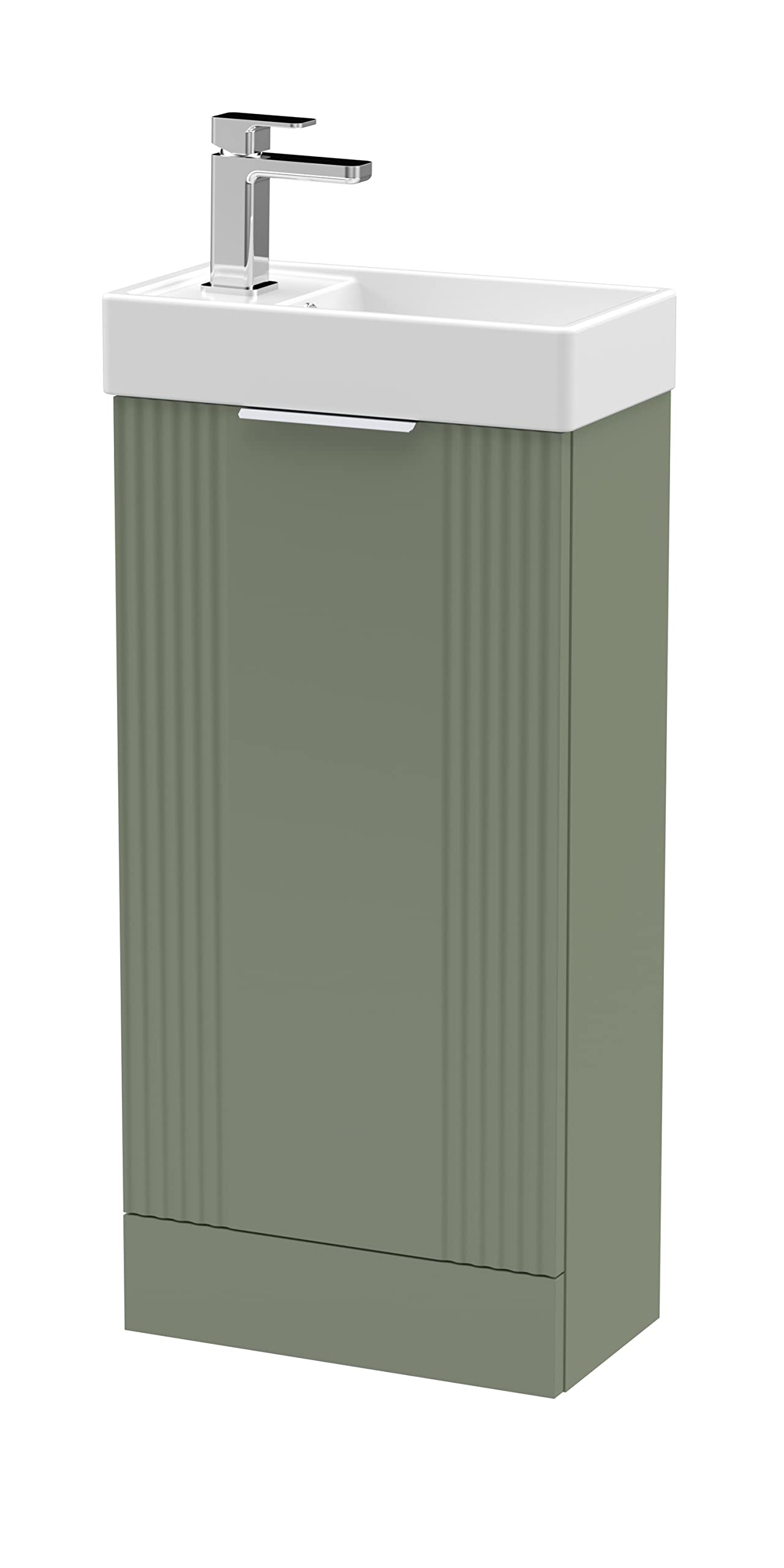 Nuie Satin Green Deco Compact Single Door Floor Standing Vanity Unit With Basin | | Mdf | 400Mm