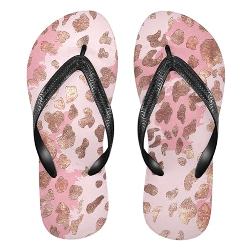 CEBUGI Unisex Flip Flop -Flat Sandal -NonSlip Couple Slippers -Natural Rubber Foam Soles Ultimate Comfort and Durability for Indoor Outdoor|Leopard Spots