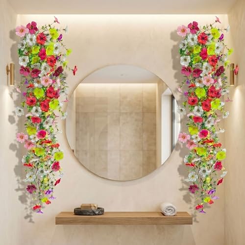 Image of Dekorly 75CM Lifelike Artificial Eucalyptus Vine with Daisy Flowers (Pack of 2) | Premium Hanging Floral Creeper for Home & Balcony Decor (Daisy Flower Vines, 75CM)