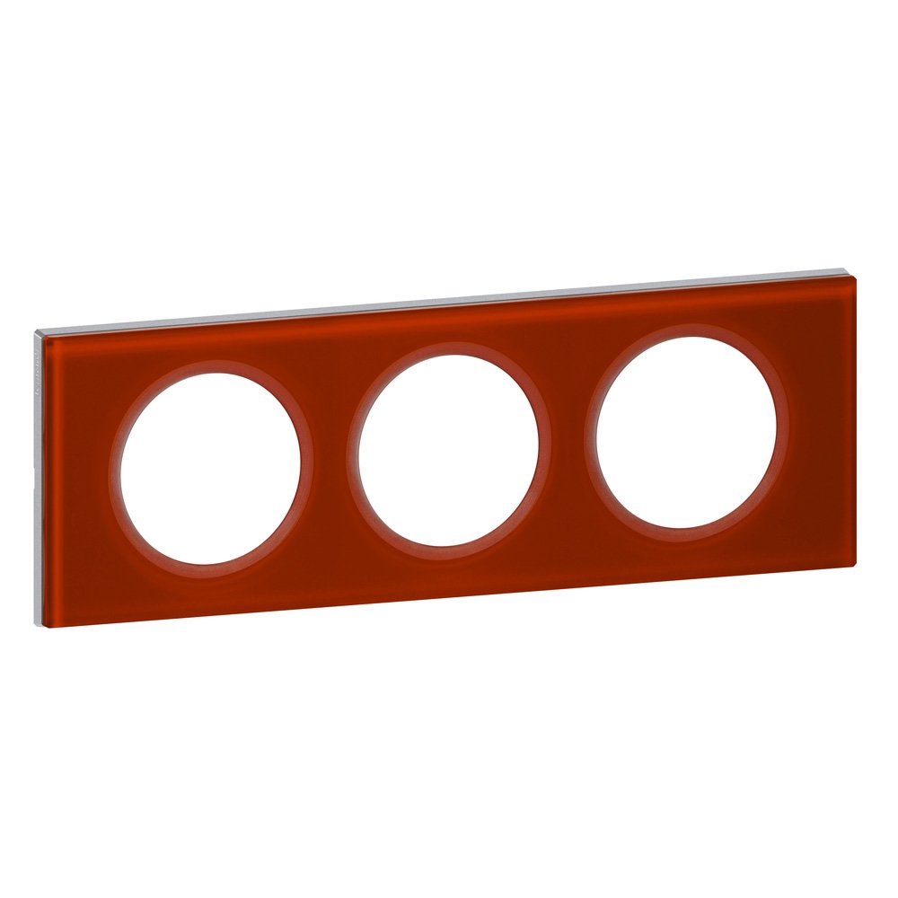 Legrand Céliane2 Plaque with 3 Holes, Red, LEG69473, Verre Carmin