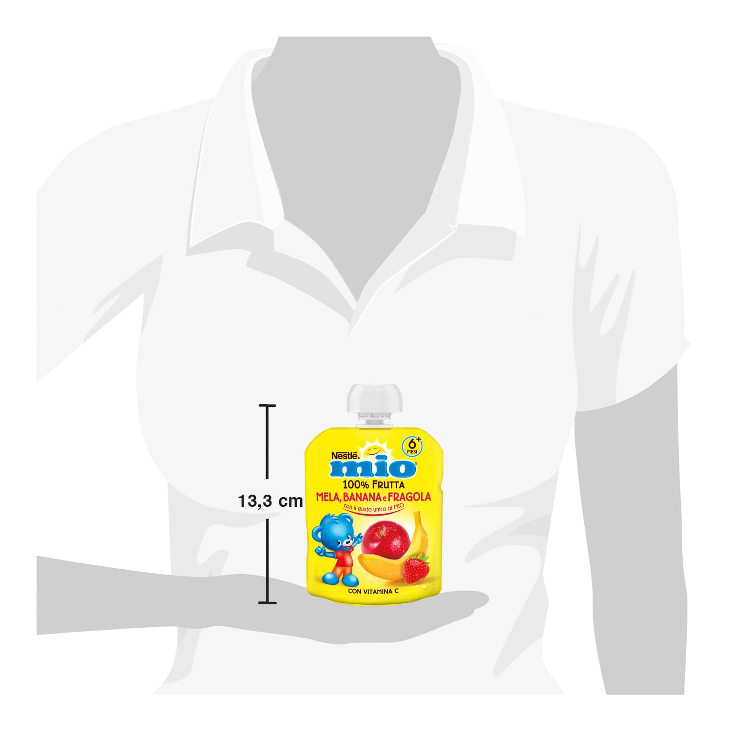 NESTLÉ MIO Merenda 100% Frutta Fragola Banana e Mela da spremere, 16 Pouch da 90ml (1,44L)