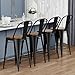 Yongqiang Barstools Set of 4 Counter Height Bar Stools for Kitchen Island Farmhouse Metal High Back Bar Chairs Wooden Seat 24