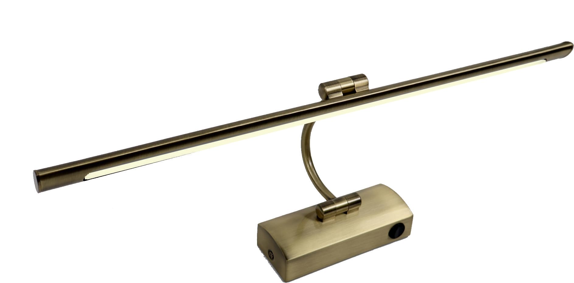 Aplique LED de pared para iluminar cuadros, espejos, murales, 12W estilo tradicional, luz cálida 3000K, bronce antiguo, articulado. 55cm. con interruptor