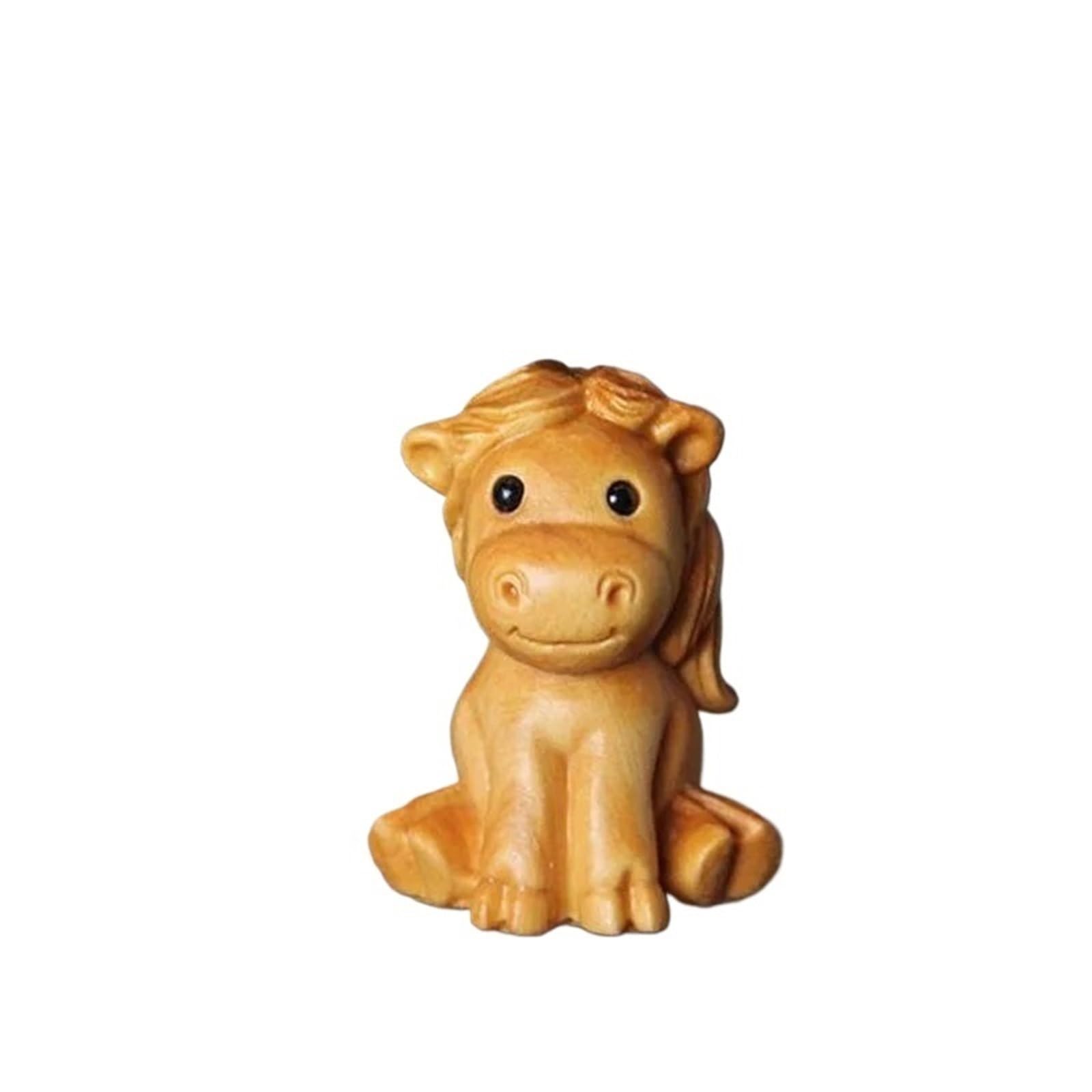 Miunihuooo 12 Zodiac Wood Carving Set-Rat Cow Tiger Rabbit Dragon Snake Horse Sheep Monkey Chicken Dog Pig Animal Figurines Handmade Gif(Horse)