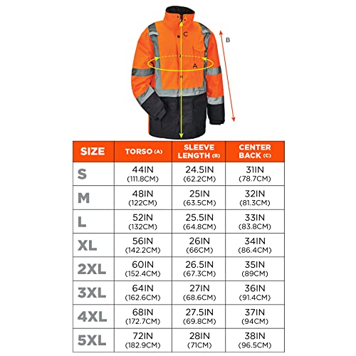 Ergodyne - 25575 High Visibility Reflective Winter Safety Jacket, Insulated Parka, Ansi Compliant, Glowear 8384, Orange, Extra Large #TOP6