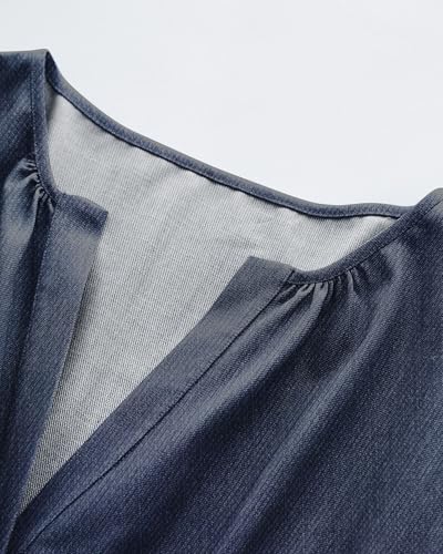 Women's Plus Size Denim Dress Short Sleeve V Neck Short Dress Ruffle Hem Boho Casual Jean Dresses4